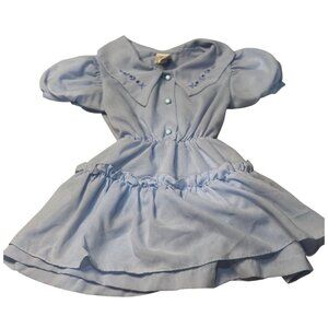 VTG 90s Perlita Embroidered Floral Girl Dress 7.5"x19" Lightweight Flowing Skirt